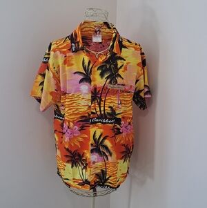 Vintage 90s Mens Tropical Vacation Cayman Islands button-down shirt, Size M.